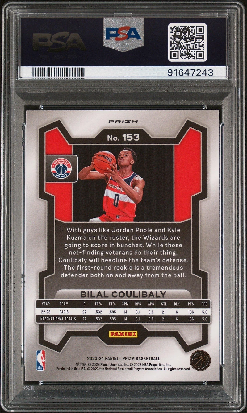 2023 Panini Prizm 153 Bilal Coulibaly Silver Prizm PSA 10