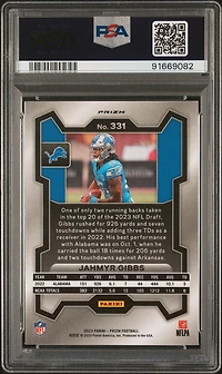 2023 Panini Prizm 331 Jahmyr Gibbs Silver Prizm PSA 10