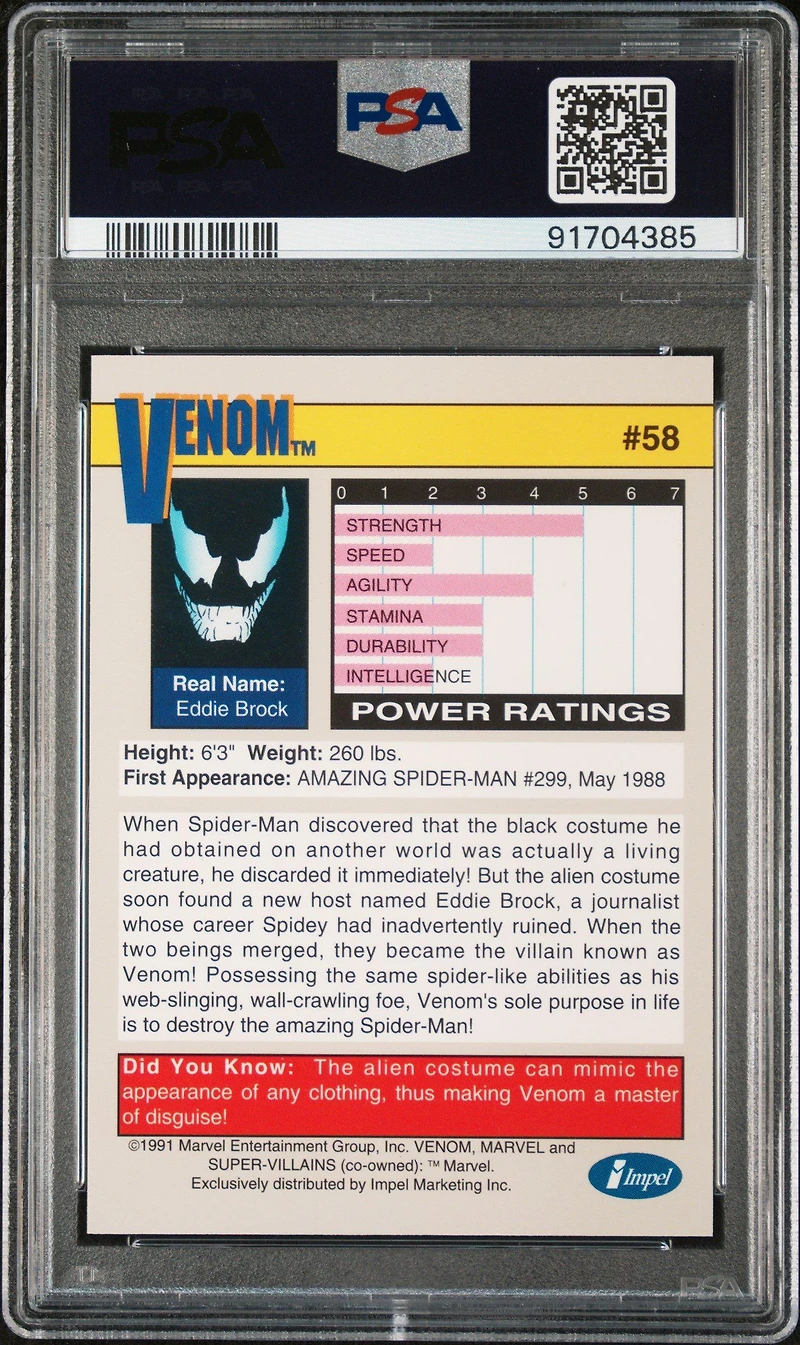 1991 Marvel Universe 58 Venom PSA 10