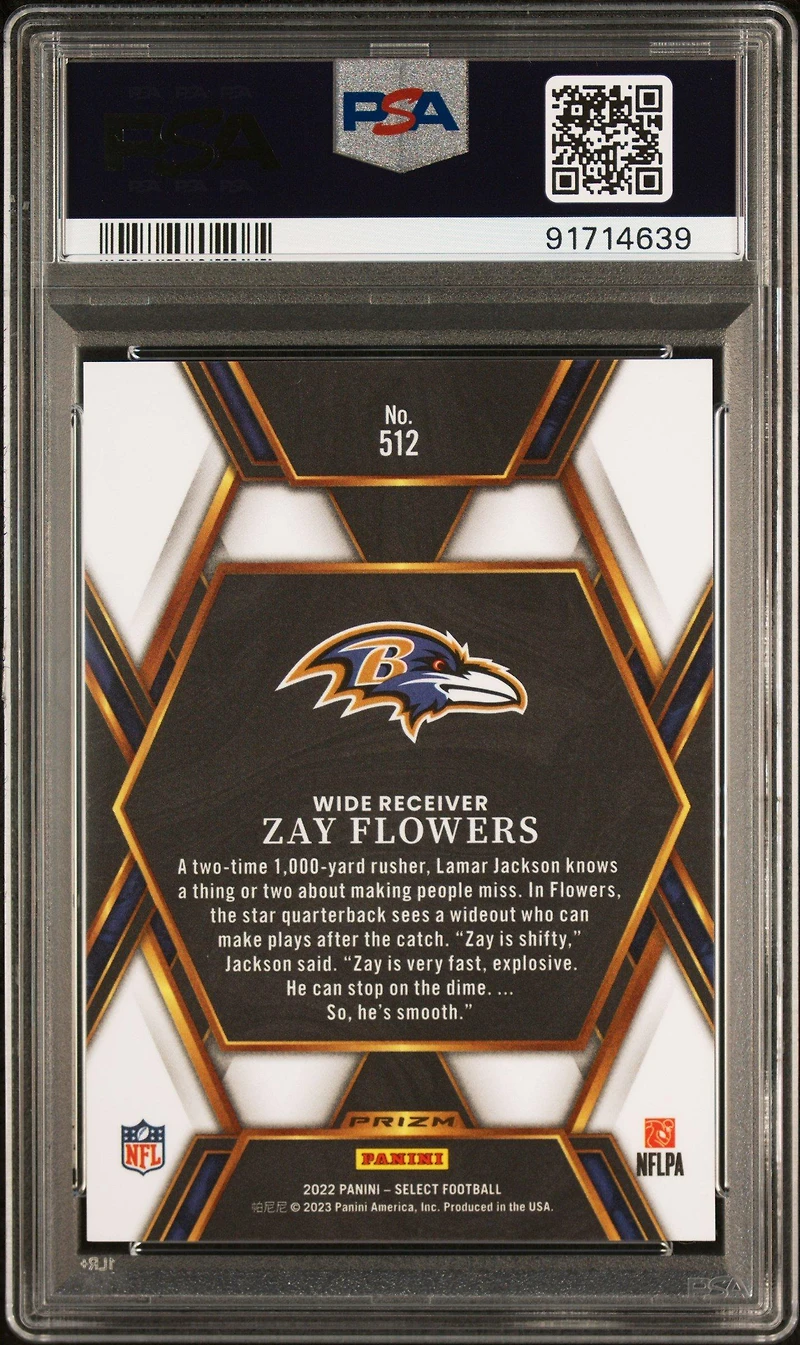 2022 Panini Select 512 Zay Flowers PSA 10