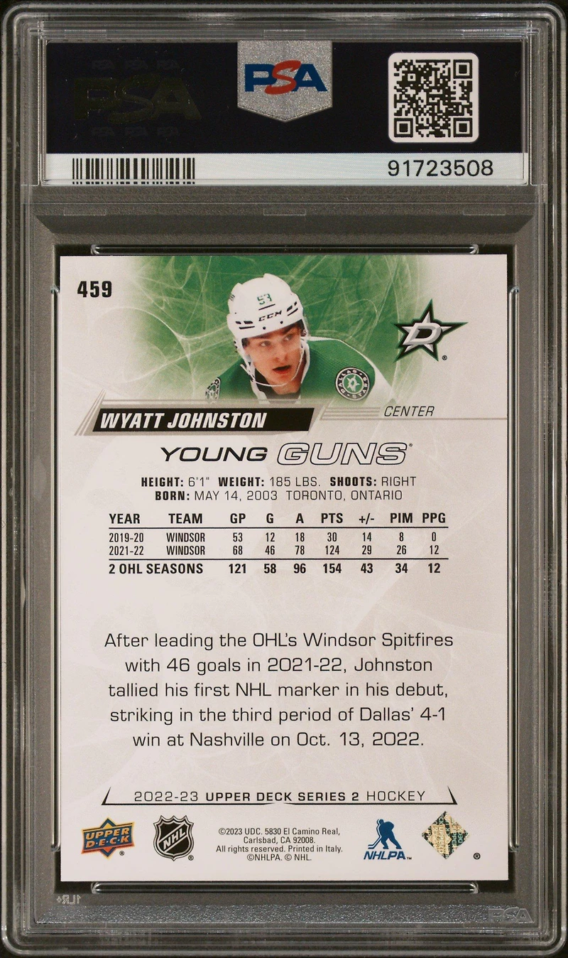 2022 Upper Deck 459 Wyatt Johnston PSA