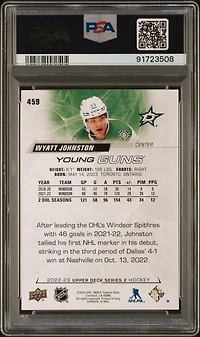 2022 Upper Deck 459 Wyatt Johnston PSA