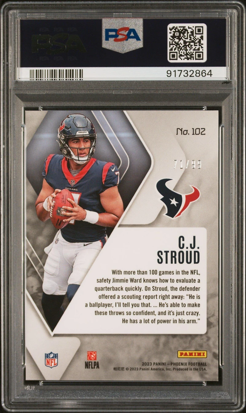 2023 Panini Phoenix 102 Cj Stroud Orange Seismic PSA 10