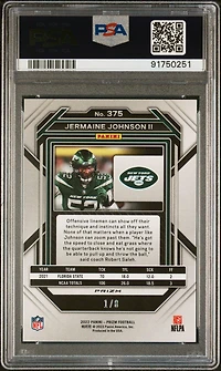 2022 Panini Prizm 375 Jermaine Johnson Ii Green Sparkle PSA 10