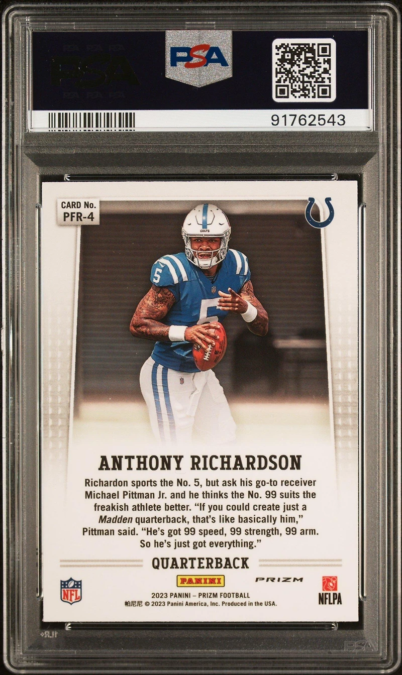 2023 Panini Prizm Prizm Flashback Rookie Pfr4 Anthony Richardson PSA 10