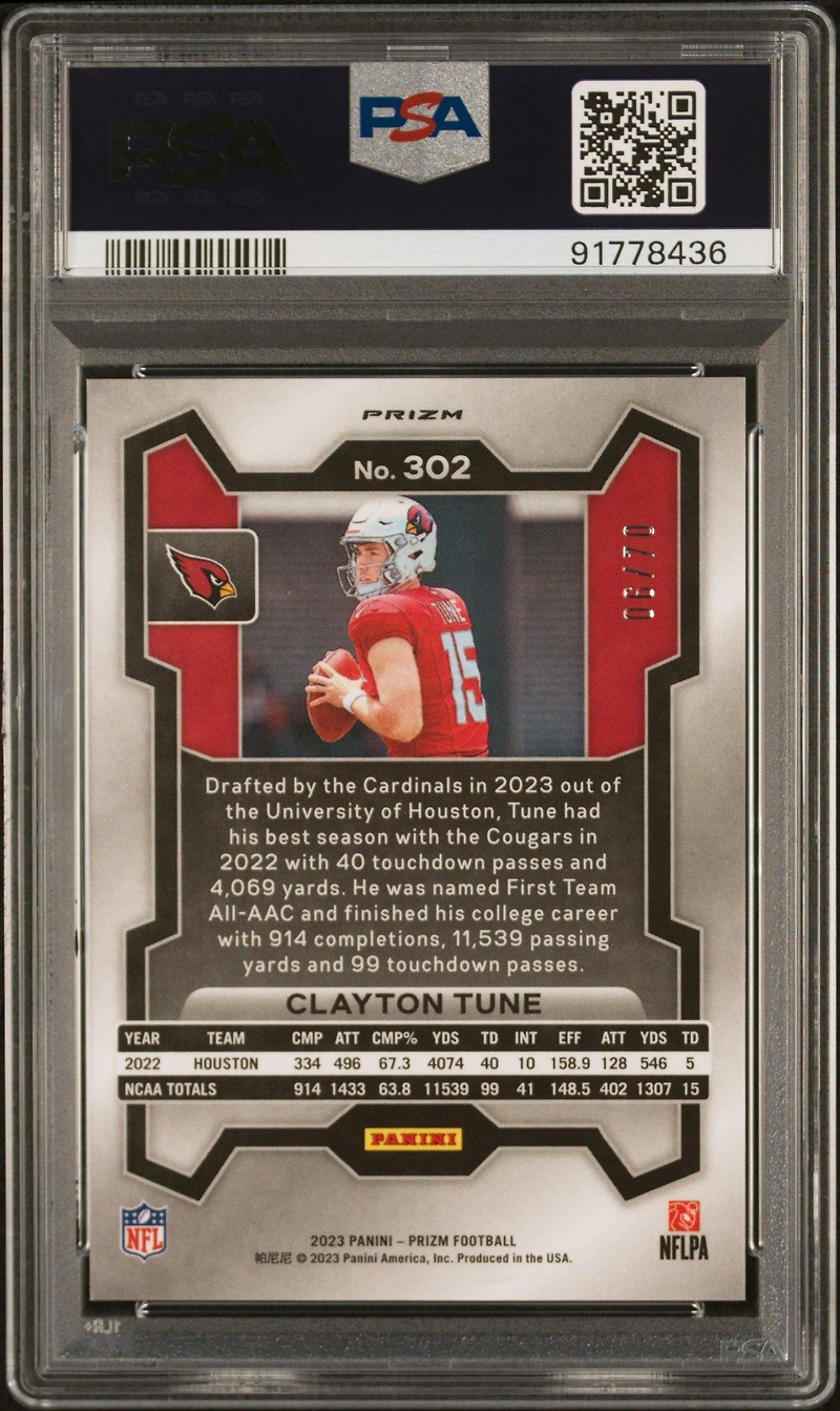 2023 Panini Prizm 302 Clayton Tune No Huddle Red PSA 10