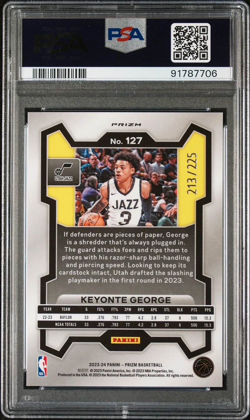 2023 Panini Prizm 127 Keyonte George Teal Ice PSA 10