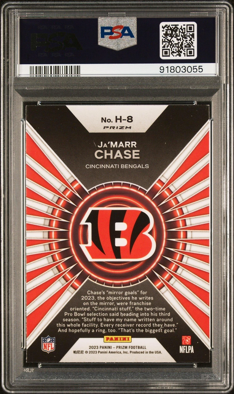 2023 Panini Prizm Hype H8 Ja'marr Chase Green Wave PSA 9