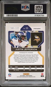 2021 Panini Prizm 125 Justin Jefferson Purple Ice PSA 10