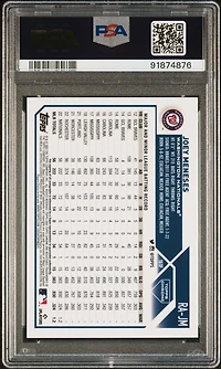 2023 Topps Chrome Rookie Autograph Rajm Joey Meneses Purple Speckle Refractor PSA 10