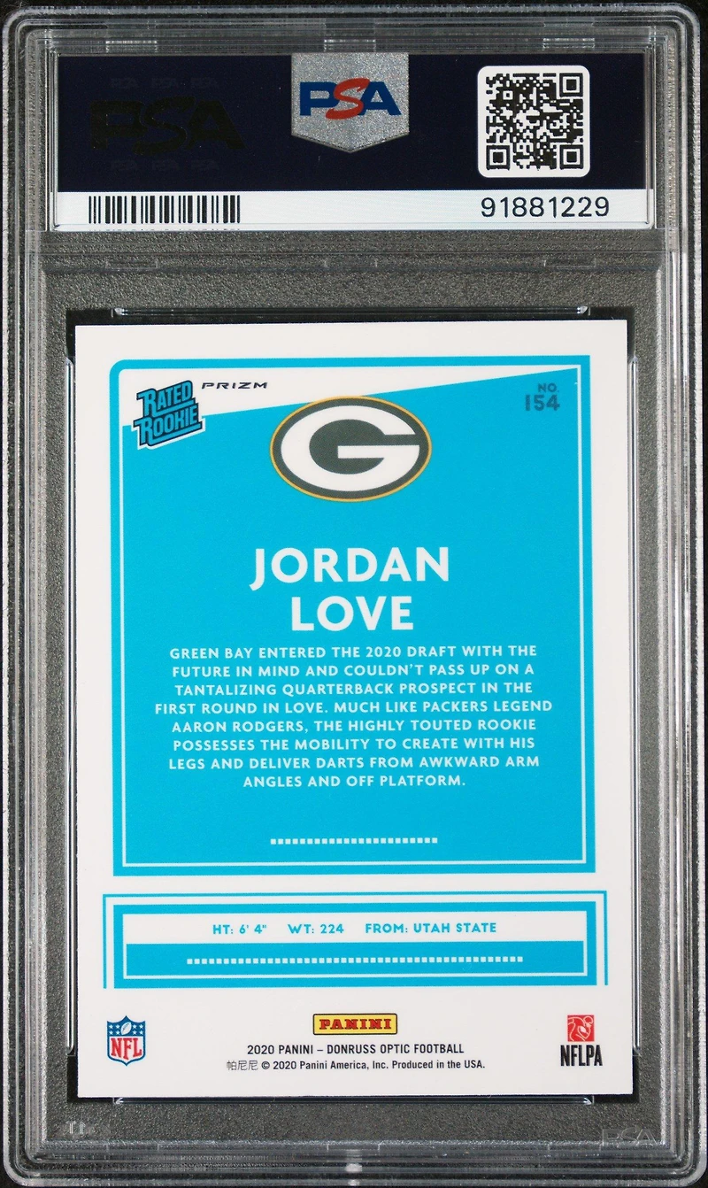 2020 Panini Donruss Optic 154 Jordan Love Red Stars PSA 10