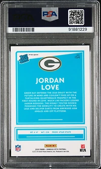 2020 Panini Donruss Optic 154 Jordan Love Red Stars PSA 10