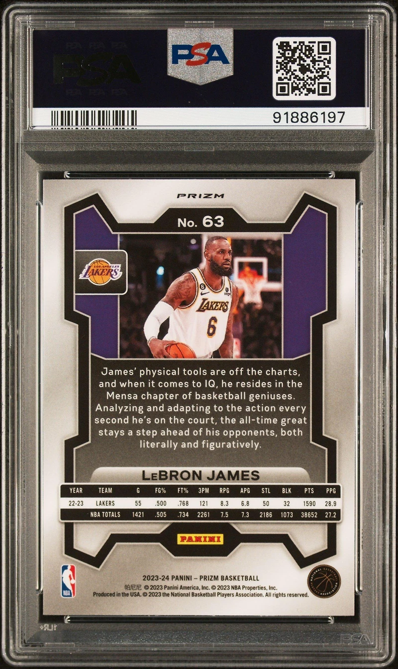 2023 Panini Prizm 63 Lebron James Red Ice PSA 10