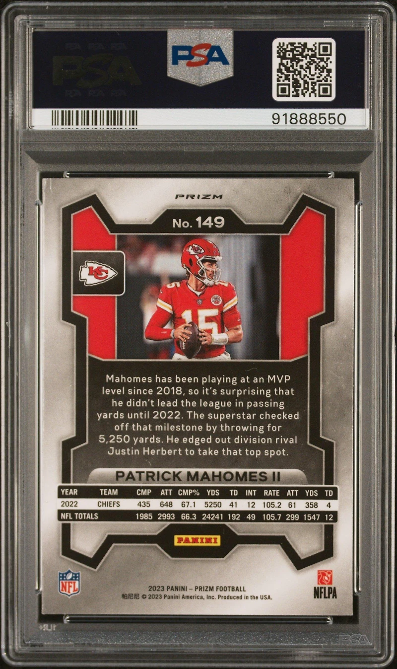 2023 Panini Prizm 149 Patrick Mahomes Ii Red Sparkle PSA 9
