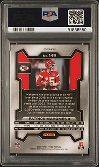 2023 Panini Prizm 149 Patrick Mahomes Ii Red Sparkle PSA 9
