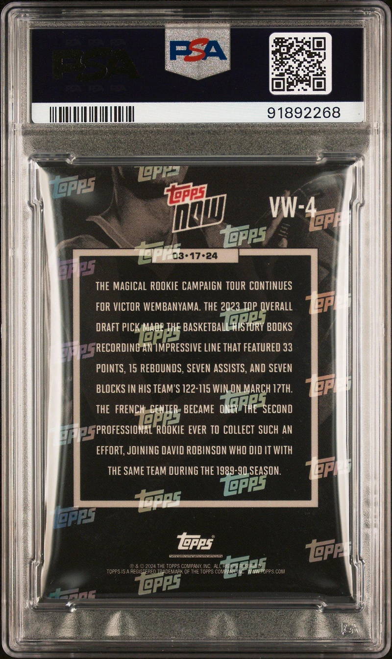 2023 Topps Now Vw4 Victor Wembanyama PSA