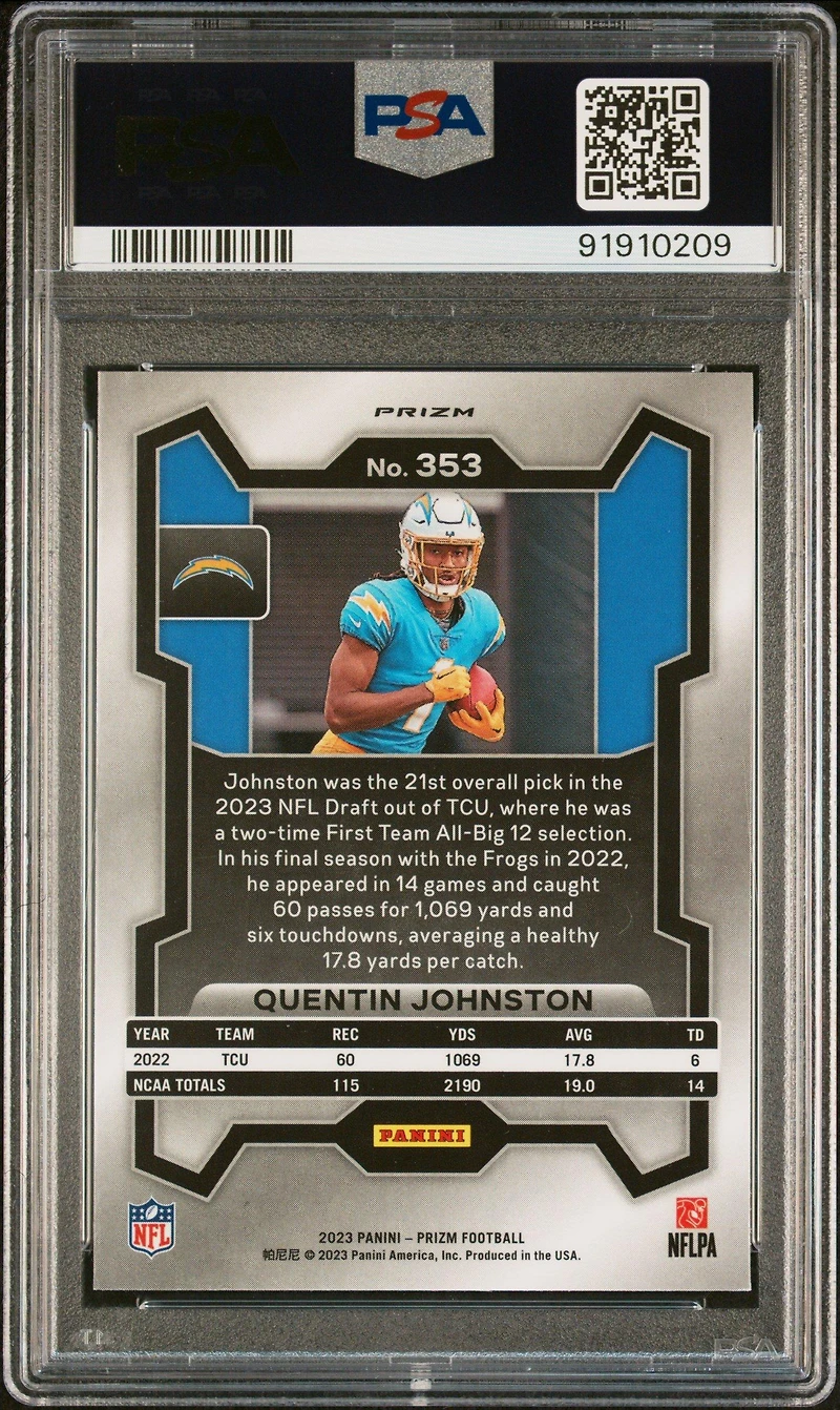 2023 Panini Prizm 353 Quentin Johnston PSA 9