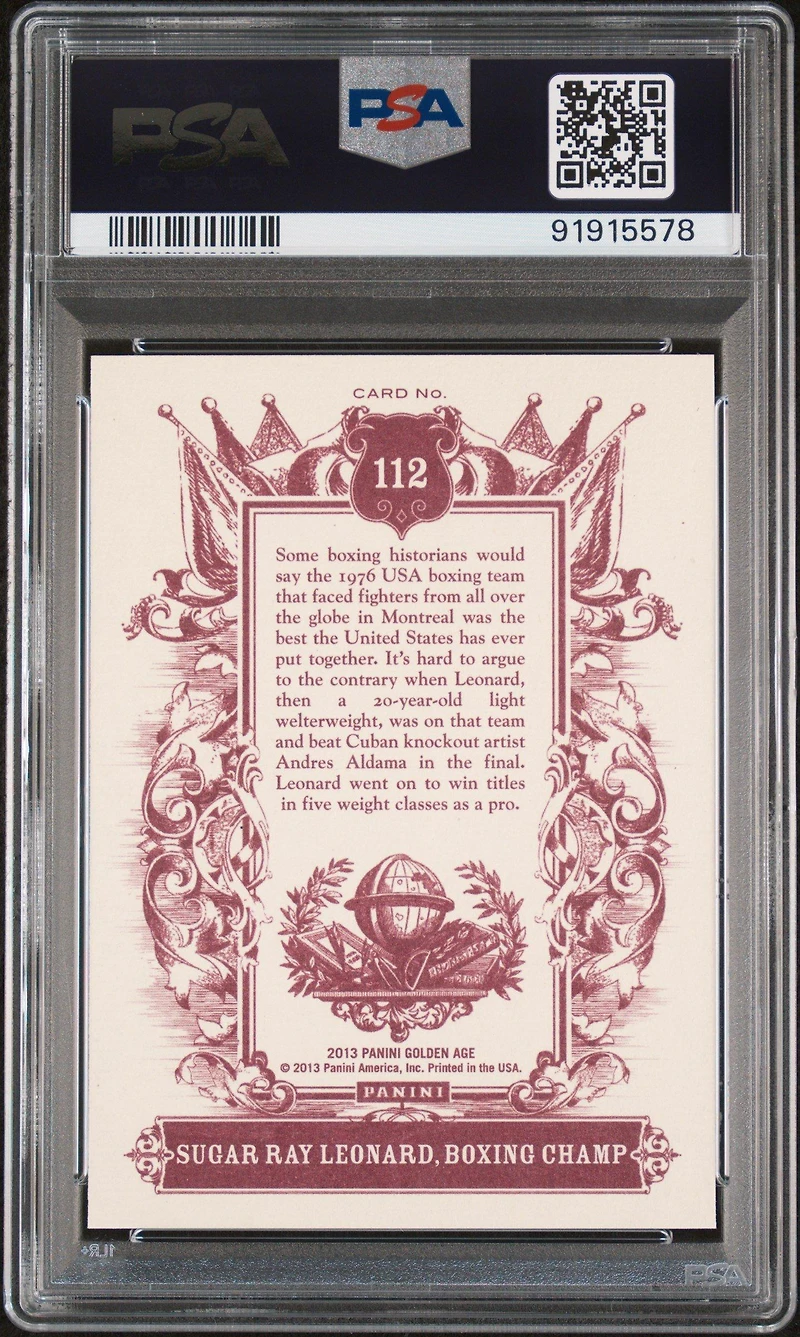 2013 Panini Golden Age 112 Sugar Ray Leonard PSA 10