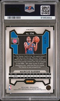 2023 Panini Prizm 174 Marcus Sasser Blue Shimmer Fotl PSA 10