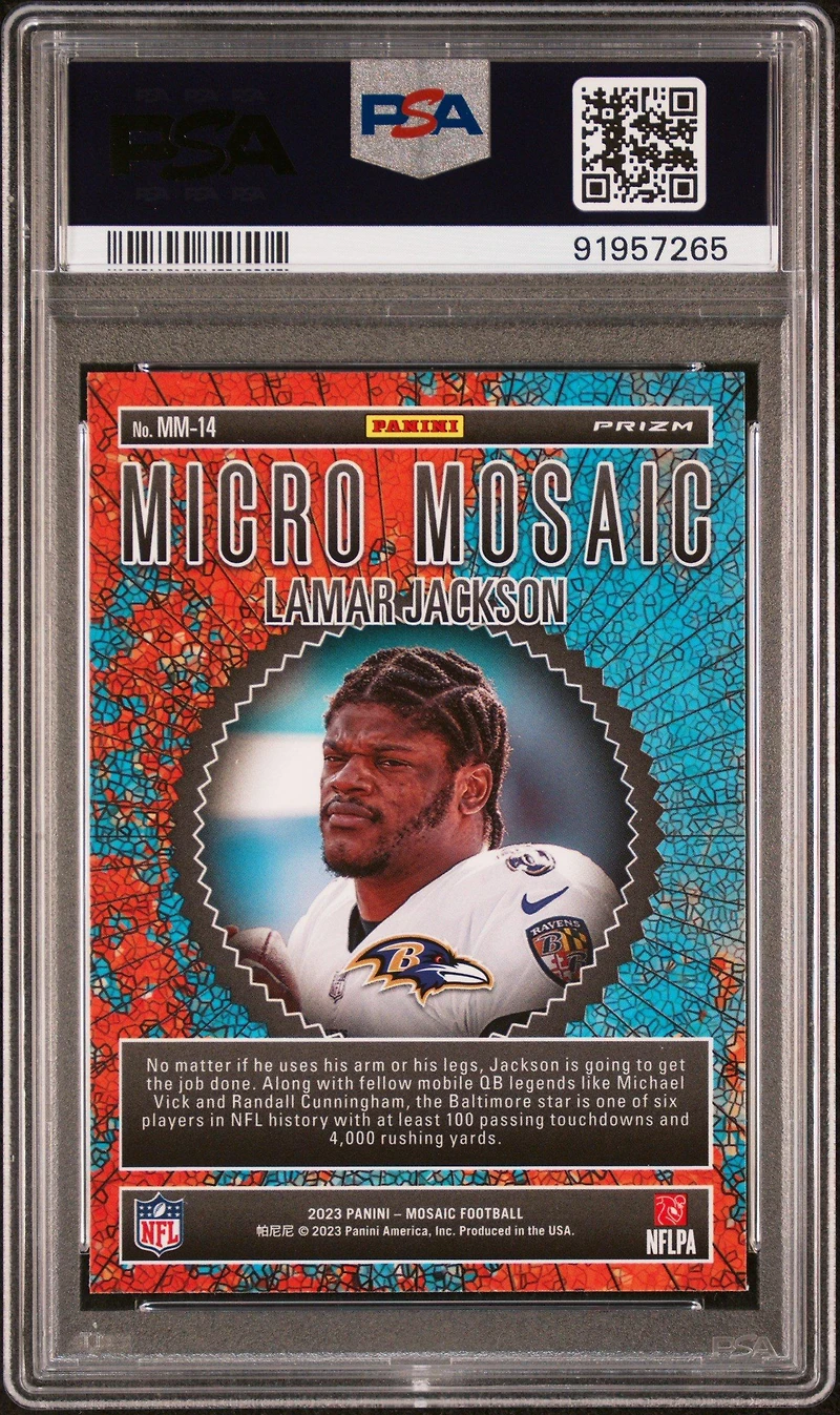 2023 Panini Mosaic Micro Mosaic Mm14 Lamar Jackson PSA 10