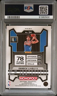 2023 Panini Prizm Monopoly 24 Dereck Lively Ii Monopoly Man Black And White PSA 9
