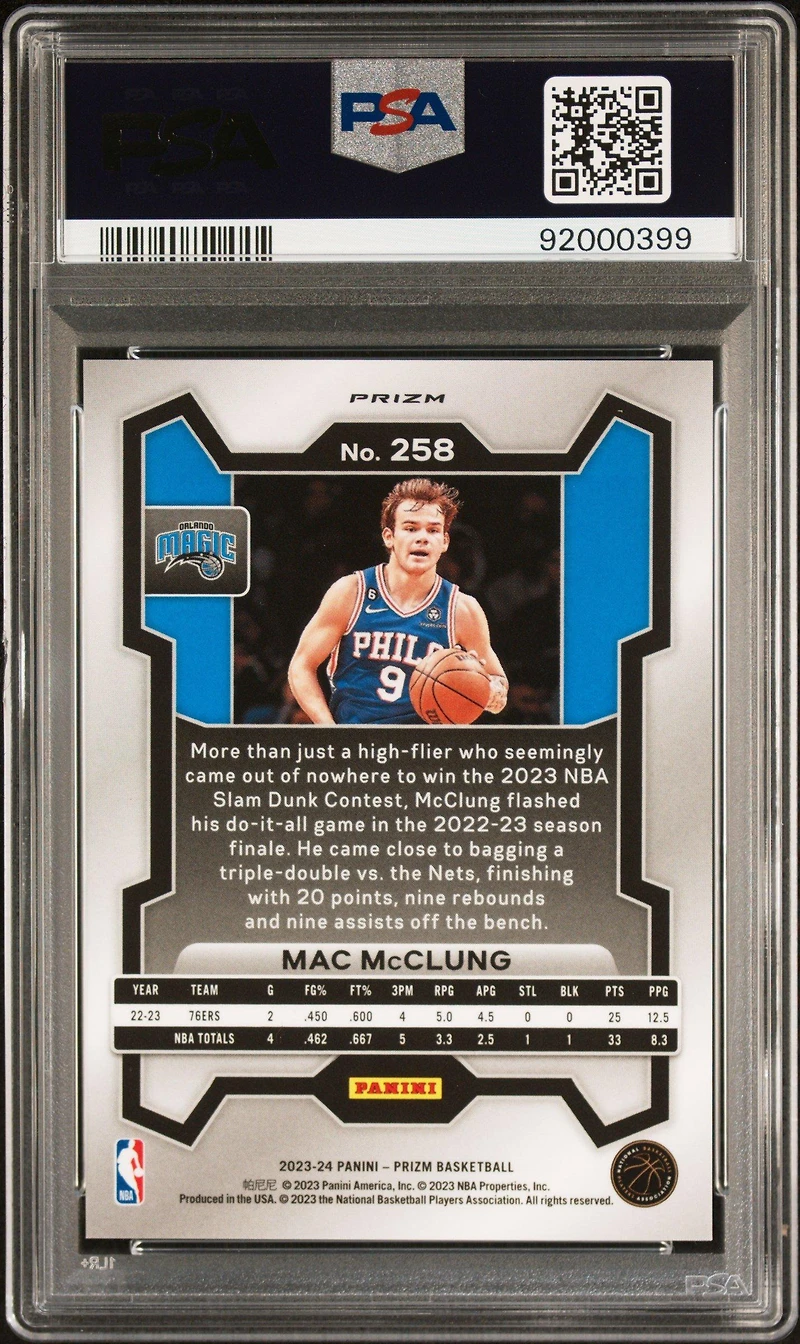 2023 Panini Prizm 258 Mac Mcclung Glitter PSA 10