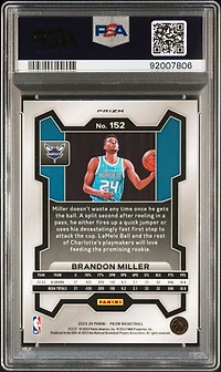 2023 Panini Prizm 152 Brandon Miller Ice PSA 9