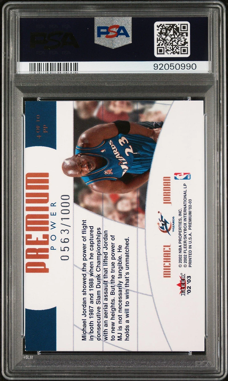 2002 Fleer Premium Premium Power 4 Michael Jordan PSA 9