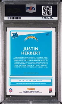 2020 Panini Donruss 303 Justin Herbert PSA 10
