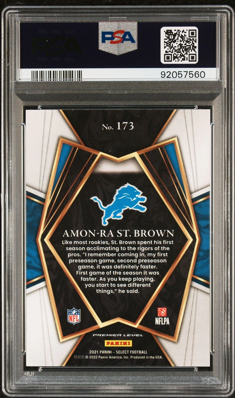 2021 Panini Select 173 Amon-ra St. Brown PSA 10