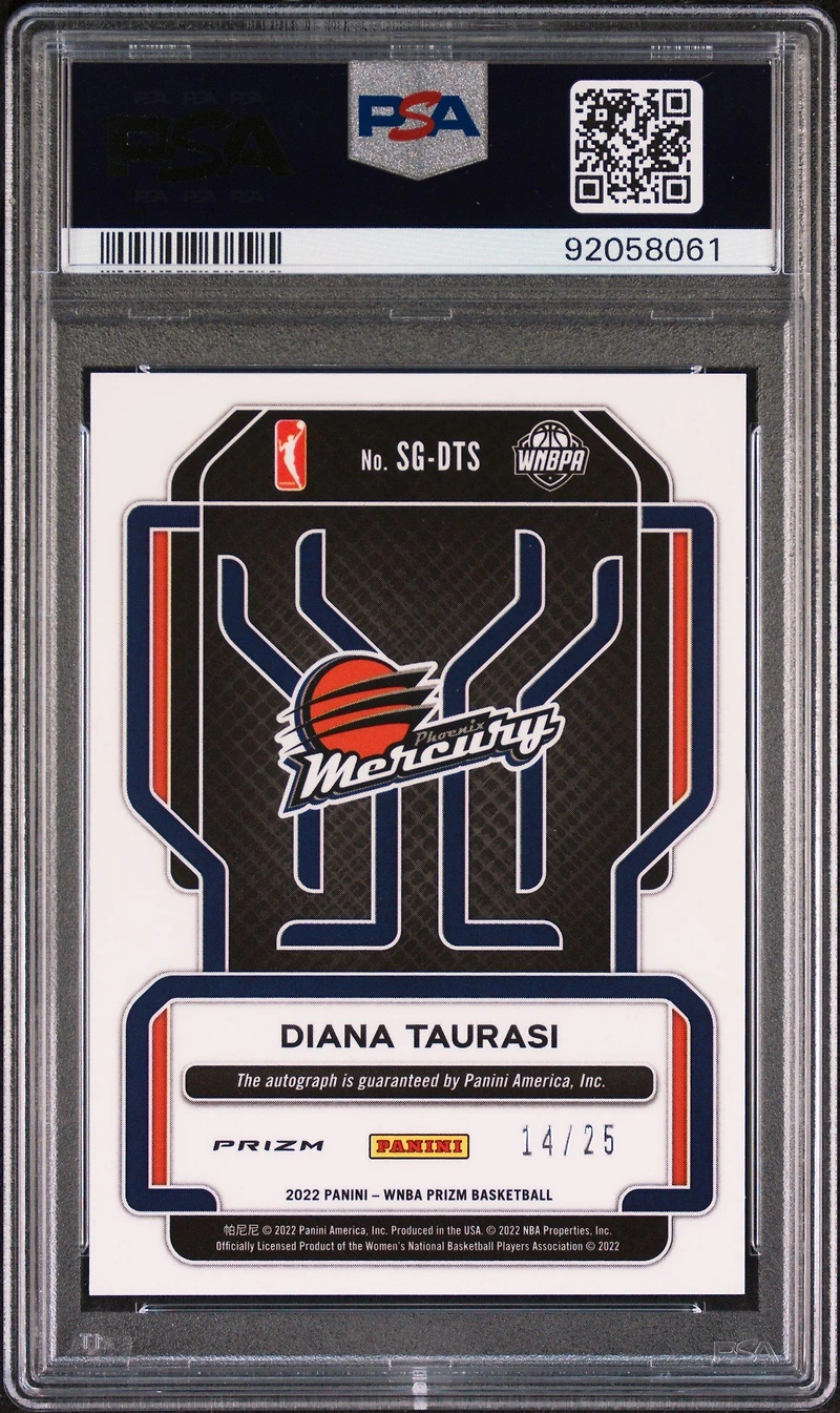 2022 Panini Prizm Wnba Signatures Sgdts Diana Taurasi Mojo Prizm PSA 10