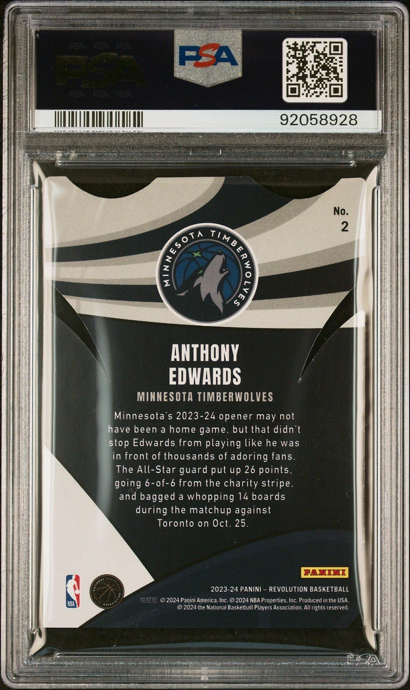 2023 Panini Revolution Liftoff! 2 Anthony Edwards PSA 9