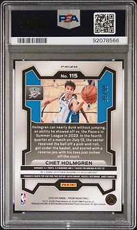 2023 Panini Prizm 115 Chet Holmgren Purple Prizm PSA 10