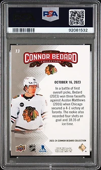2023 Upper Deck Connor Bedard Collection 13 Connor Bedard PSA 10