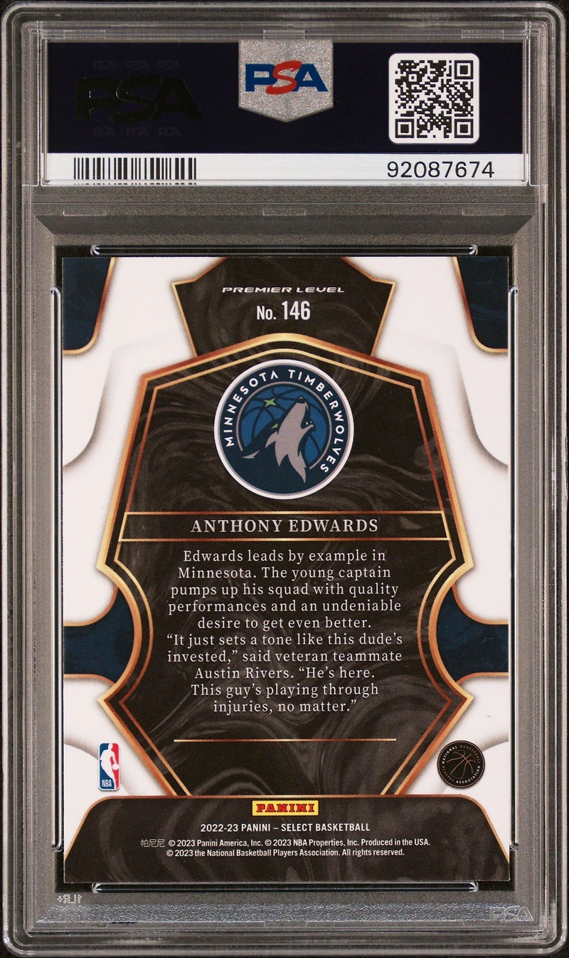 2022 Panini Select 146 Anthony Edwards PSA 10