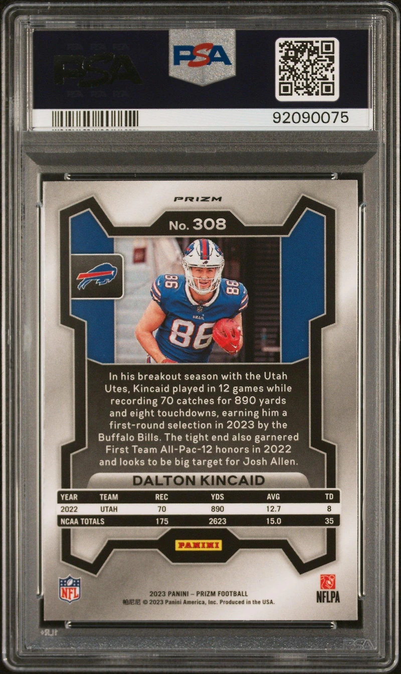 2023 Panini Prizm 308 Dalton Kincaid Pink Prizm PSA