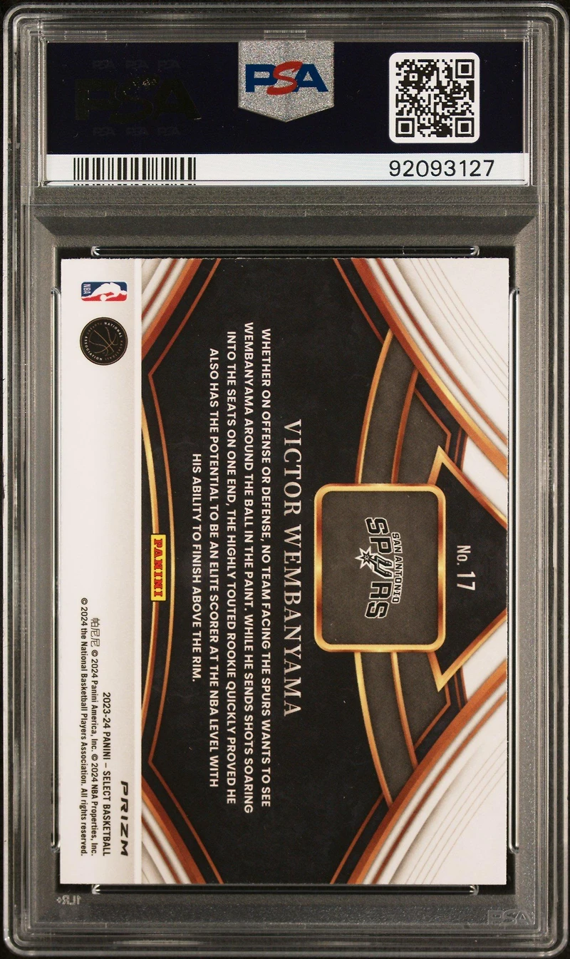 2023 Panini Select Snapshots 17 Victor Wembanyama Silver Prizm PSA 10