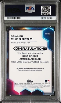 2023 Bowman's Best Best Of 2023 Autographs B23bg Brailer Guerrero Blue PSA 10