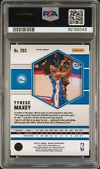 2020 Panini Mosaic 203 Tyrese Maxey Reactive Orange PSA 10