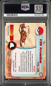2000 Topps Chrome Pokemon T.v. 59 Arcanine PSA 9
