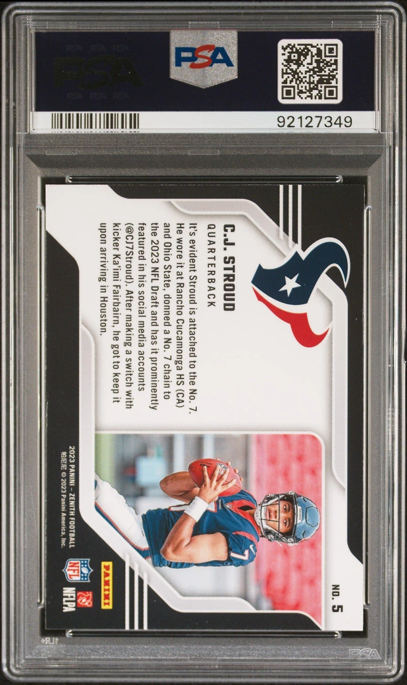 2023 Panini Zenith Behind The Numbers 5 Cj Stroud PSA 10