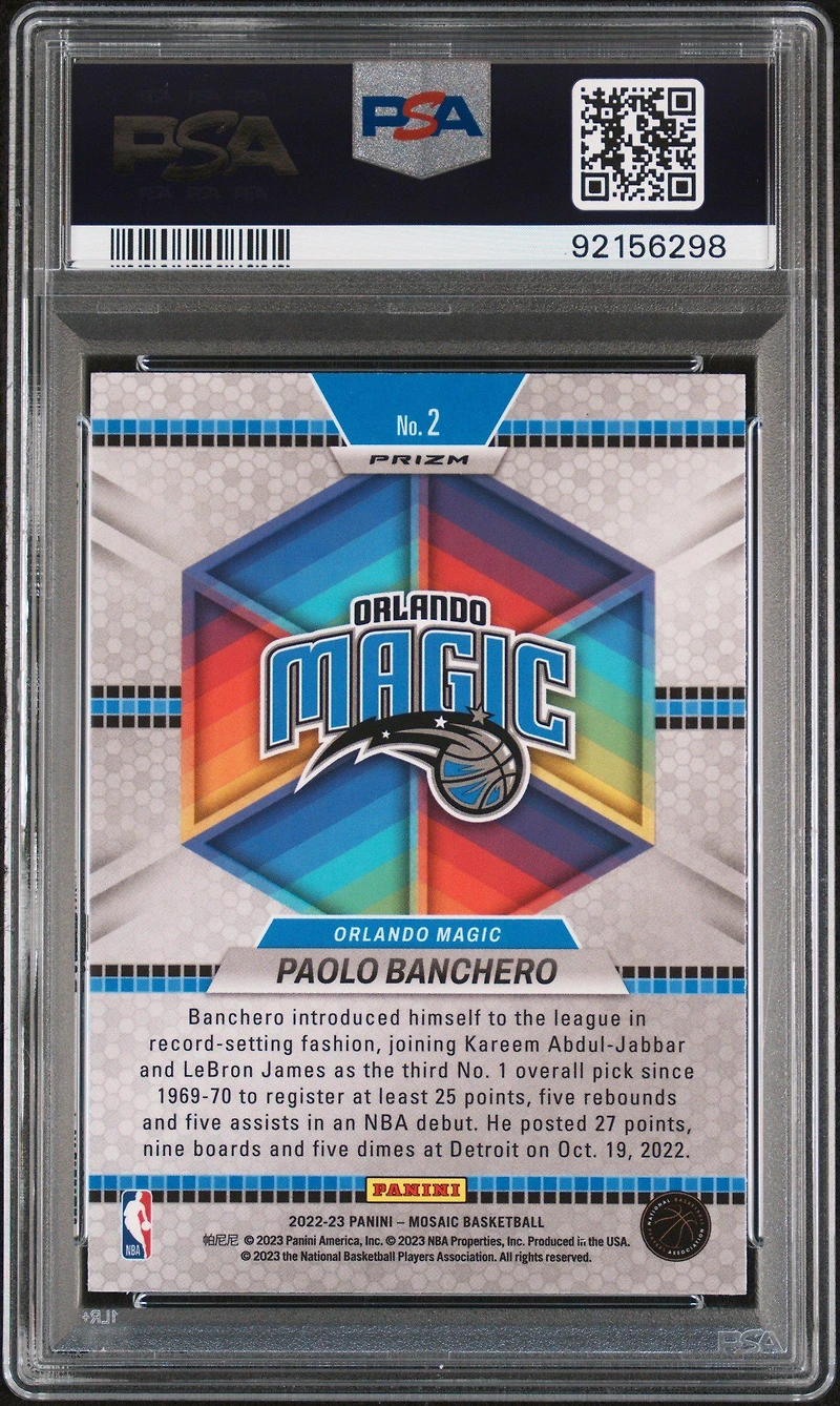 2022 Panini Mosaic Introductions 2 Paolo Banchero Mosaic PSA 10