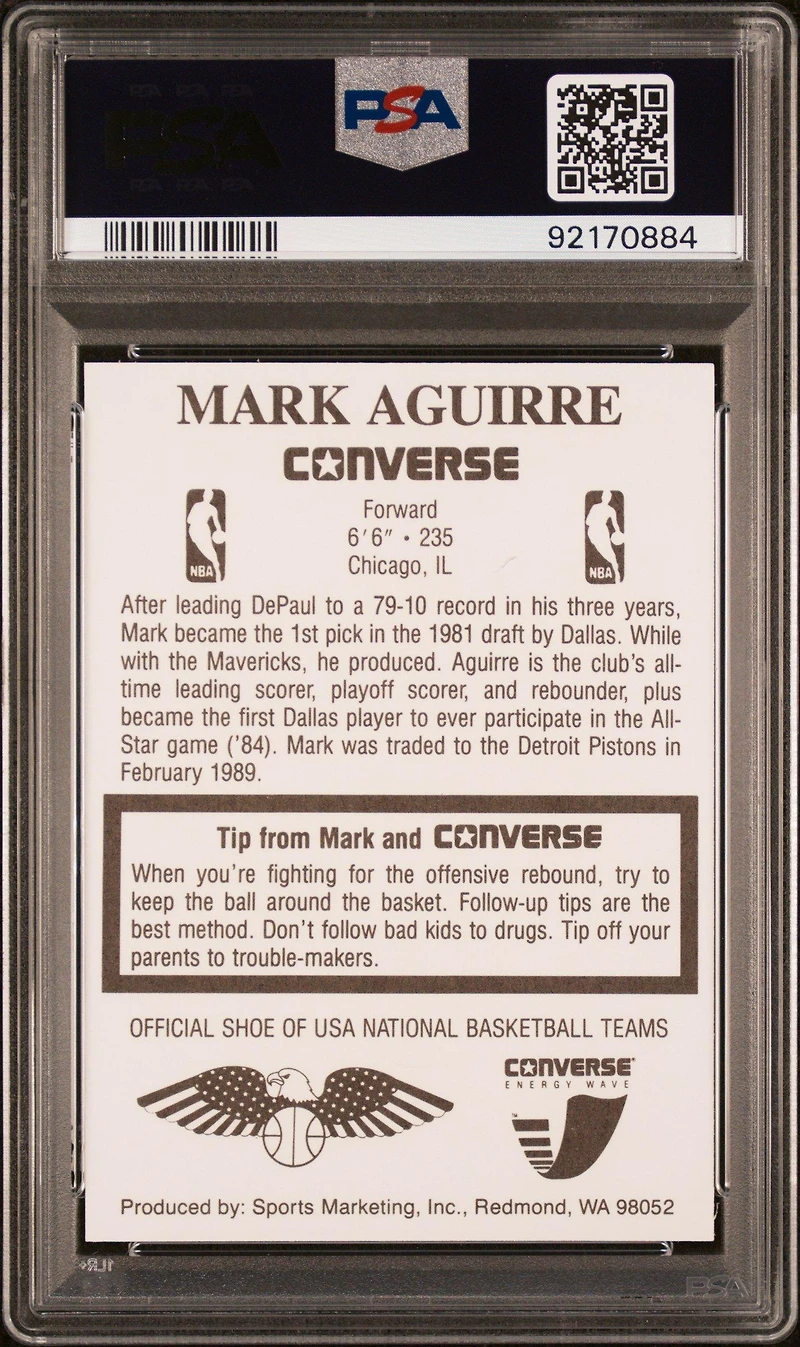 1989 Converse Mark Aguirre PSA 10