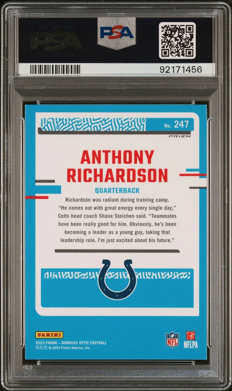 2023 Panini Donruss Optic 247 Anthony Richardson PSA