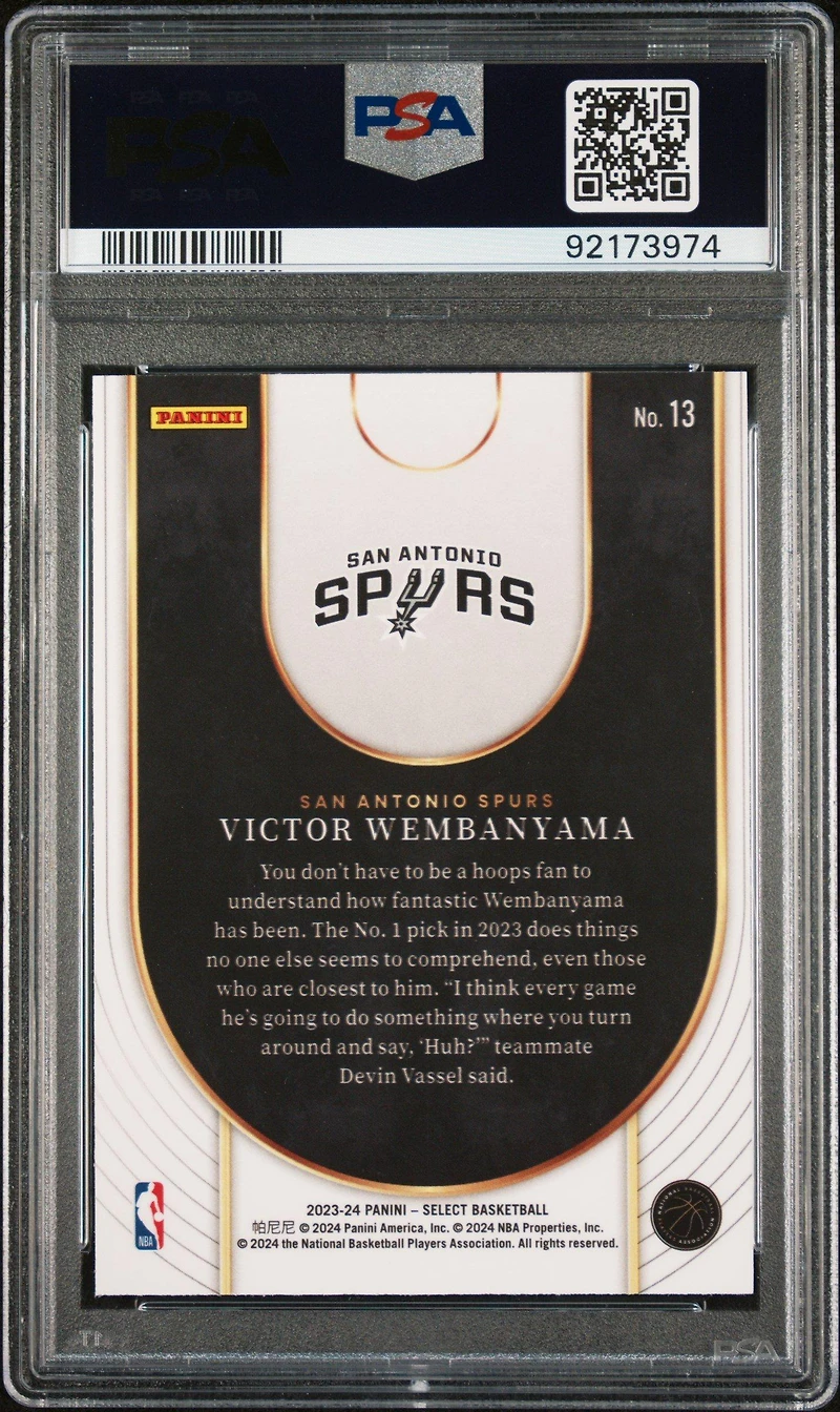 2023 Panini Select Neon Icon 13 Victor Wembanyama PSA
