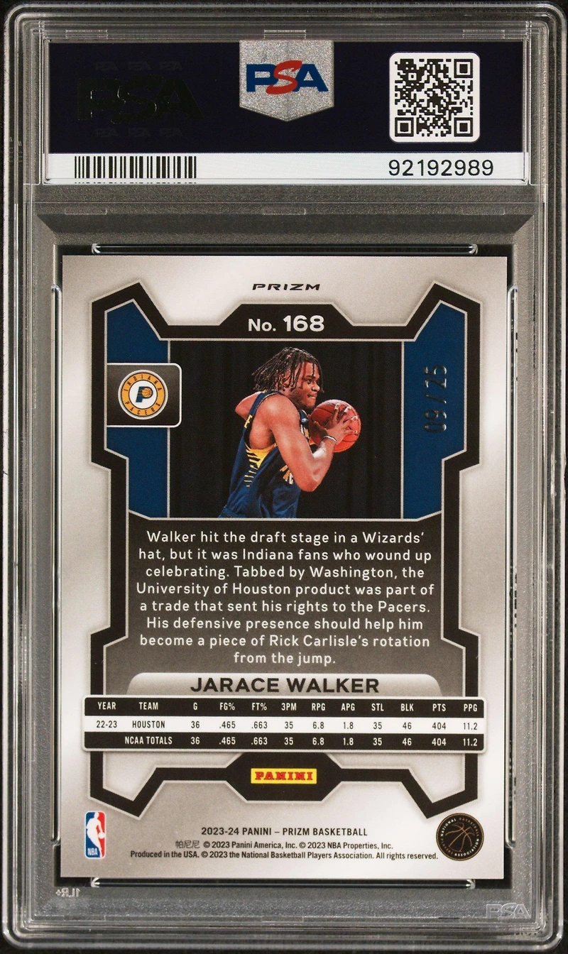 2023 Panini Prizm 168 Jarace Walker Green Pulsar PSA 10