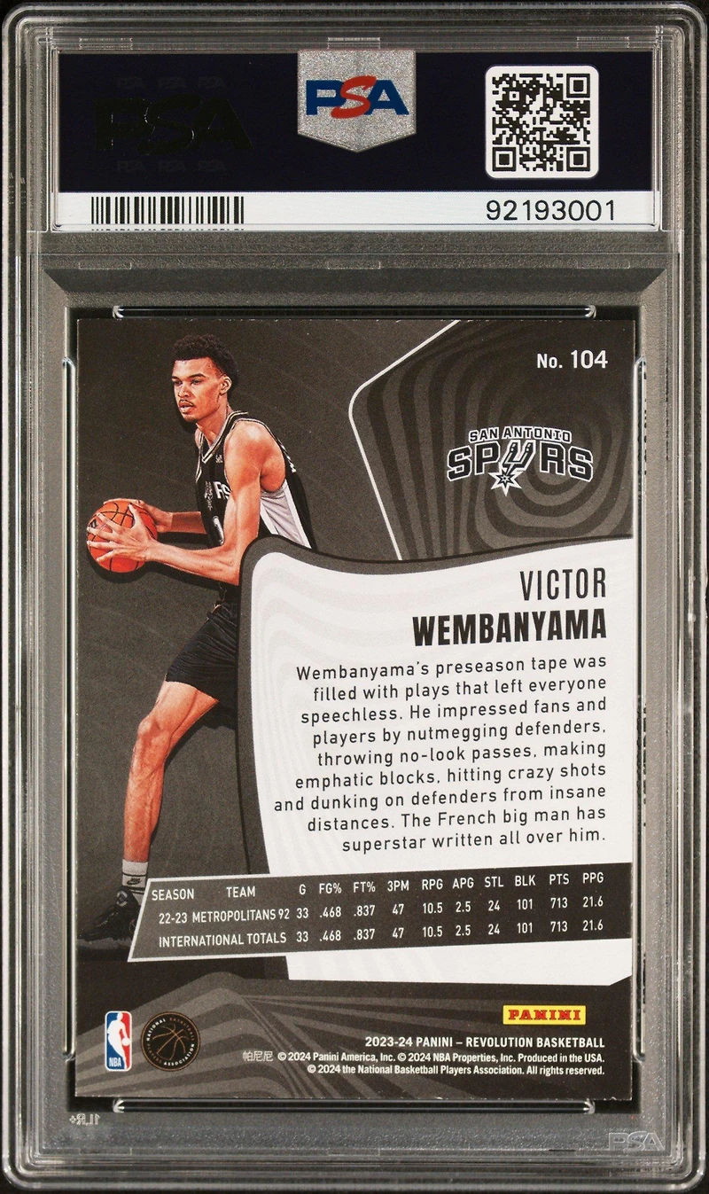 2023 Panini Revolution 104 Victor Wembanyama PSA