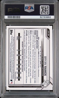 2021 Bowman Chrome Prospect Autographs Cpabr Bryan Ramos Speckle Refractor PSA 9