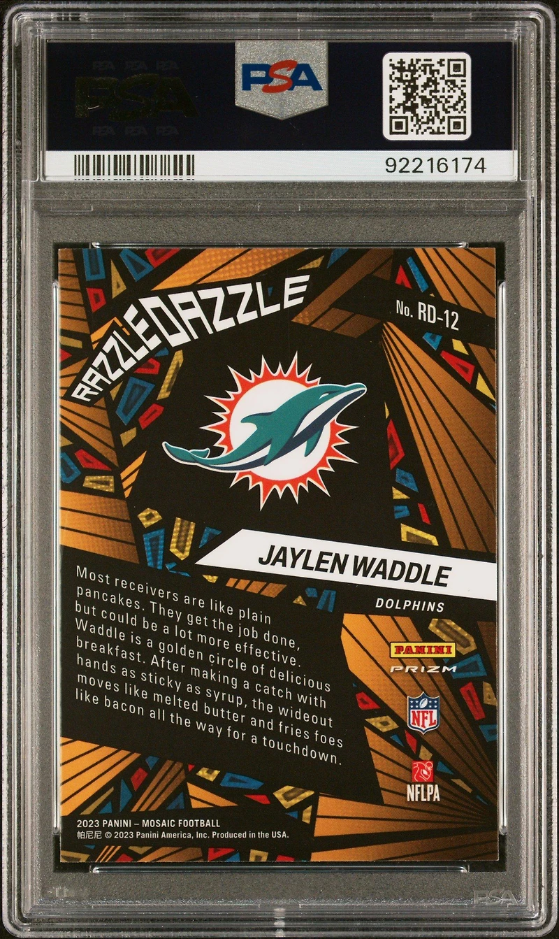 2023 Panini Mosaic Razzle Dazzle Rd12 Jaylen Waddle PSA 10