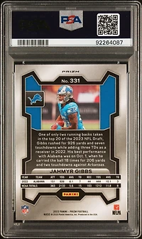2023 Panini Prizm 331 Jahmyr Gibbs Neon Green Pulsar PSA 10